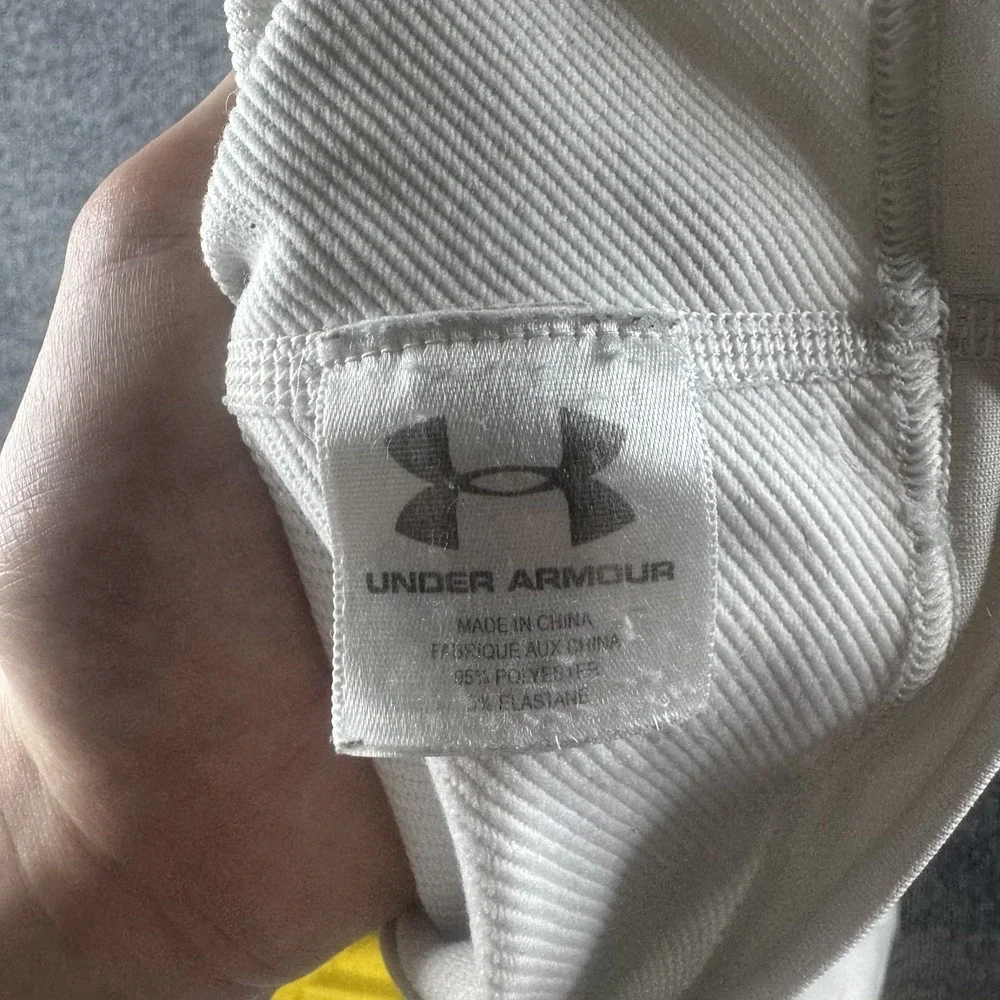Under Armour Shirt Mens L White Long Sleeve Compression Thermal Logo Workout Gym
